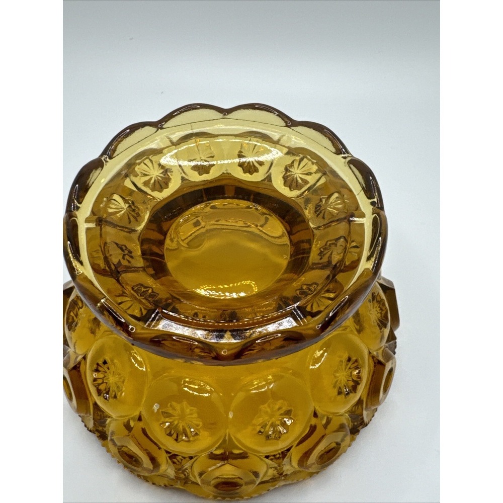 L.E. Smith Moon and Stars Amber Footed Glass Small Candy Dish Bowl‎ - Picture 6 of 6